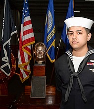 Petty Officer 3rd Class Rosembelt Villanueva is serving on one of the world’s largest warships, the U.S. Navy aircraft carrier USS Dwight D. Eisenhower (CVN 69).