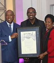 Photo Credit: Courtesy EPM Music Group - Earnest Pugh Receives Proclamation of "Earnest Pugh Day in Houston" from Mayor Sylvester Turner and Congresswoman Sheila Jackson Lee
