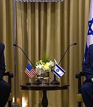 President Donald Trump landed in Israel on Monday, May 22, 2017 for the second leg of his first foreign trip as president where he will tackle the Israeli-Palestinian peace process, address regional security issues and reaffirm the US' commitment to its alliance with Israel. Here he is seen with Israeli President Reuven Rivlin