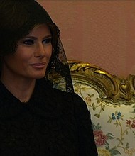With Vatican protocol in mind, the first lady arrived to meet the Pope on Wednesday, May 24, 2017, wearing a black veil and long-sleeved Dolce and Gabbana black dress draped down to her calf. President Donald Trump's daughter, Ivanka Trump, wore a similar outfit with a larger veil.