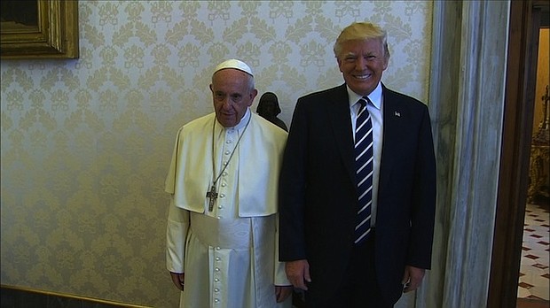 President Donald Trump meets with Pope Francis at the vatican on Wednesday, May 24, 2017.