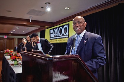 Mayor Sylvester Turner speaking at the 2017 RMHC-AAFA Scholarship Luncheon at The Houstonian Hotel_Photo courtesy of MOAGH