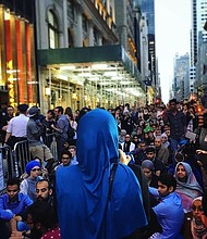 Just as rush hour was winding down, Muslim activists and allies broke fast on the sixth day of Ramadan, June 1, 2017, outside Trump Tower in Manhattan. Two advocacy groups, MPower Change and the New York State Immigrant Action Fund, invited community members Thursday to protest President Donald Trump's continued xenophobic policies.