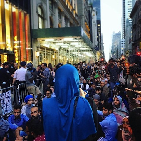 Just as rush hour was winding down, Muslim activists and allies broke fast on the sixth day of Ramadan, June 1, 2017, outside Trump Tower in Manhattan. Two advocacy groups, MPower Change and the New York State Immigrant Action Fund, invited community members Thursday to protest President Donald Trump's continued xenophobic policies.