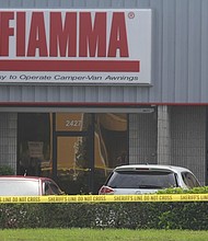 Police are investigating a "multiple fatality" shooting at a business headquarters in Orlando, Florida, according to Capt. Angelo Nieves with the Orange County Sheriff's Office. Picutred is the scene outside Fiamma, an RV-awning company where the incident occured.