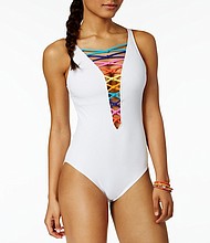 Bleu By Rod Beattie Lattice-Front Rainbow One-Piece Swimsuit, $109