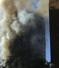 	View of the Grenfell Tower from Silchester road near the Latymer Center