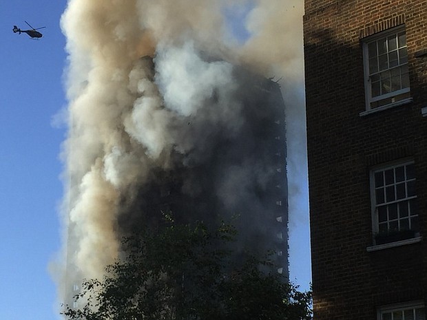 	View of the Grenfell Tower from Silchester road near the Latymer Center