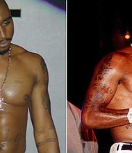 Demetrius Shipp, Jr, as Tupac and the real Tupac