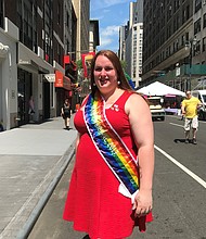 Brooke Guinan, a transgender woman and FDNY firefighter, was an NYC Pride Parade grand marshal.