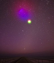 A long exposure of the night sky at the Wallops Flight Facility on Chincoteague Island, Virginia.