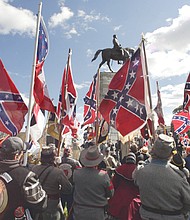 A 2012 rally at the Robert E. Lee statue on Richmond’s Monument Avenue.
