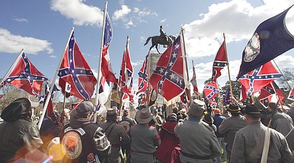 A 2012 rally at the Robert E. Lee statue on Richmond’s Monument Avenue.
