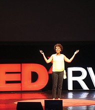 Art inspiring positivity //

Melody C. Barnes, a Richmond native and former director of the Domestic Policy Council for the Obama administration, takes center stage at the TEDxRVA event, “Change,” last Friday at the Carpenter Theatre at the Dominion Arts Center in Downtown. Ms. Barnes, co-founder of MB2 Solutions, a public affairs firm, was among nearly two dozen speakers at the event. She spoke about her passion for the arts and civic engagement and how people can take advantage of art as a catalyst for positive change.
