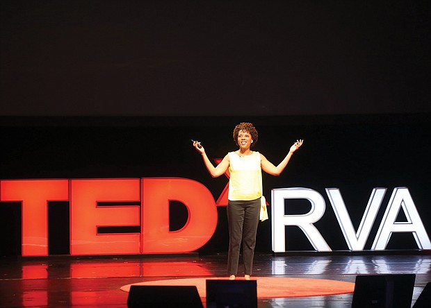 Art inspiring positivity //

Melody C. Barnes, a Richmond native and former director of the Domestic Policy Council for the Obama administration, takes center stage at the TEDxRVA event, “Change,” last Friday at the Carpenter Theatre at the Dominion Arts Center in Downtown. Ms. Barnes, co-founder of MB2 Solutions, a public affairs firm, was among nearly two dozen speakers at the event. She spoke about her passion for the arts and civic engagement and how people can take advantage of art as a catalyst for positive change.
