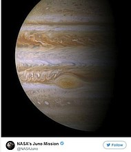 	Juno, NASA's spacecraft orbiting Jupiter, will fly directly over the planet's iconic Great Red Spot, a 10,000-mile-wide (16,000-kilometer-wide) storm.