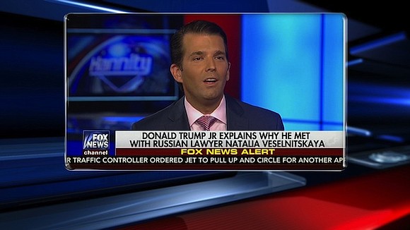 President Donald Trump defended his son Wednesday as being "open, transparent and innocent" during his interview with Fox News and …