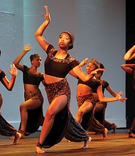 The art of dance //
Members of the City Dance Theatre take to the stage at Dogwood Dell last Friday to perform as part of the 2017 Festival of Arts. The troupe, under the direction of Annette Holt and Rodney Williams, has a repertoire that ranges from classical ballet and dramatic reflections of African-American history to contemporary jazz and modern dance. Its 18 members range in age from 9 to 18. 