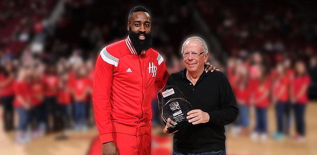 Houston Rockets Owner Leslie Alexander with Houston Rockets James Harden