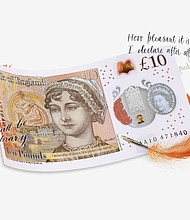 	Jane Austen has officially replaced Charles Darwin as the face of Britain's Â£10 note.