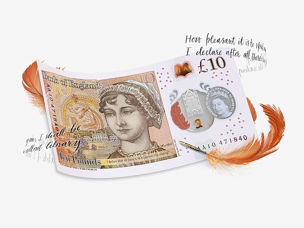 	Jane Austen has officially replaced Charles Darwin as the face of Britain's Â£10 note.