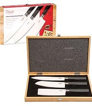 Good Cooking’s 3 Piece Sashimi, Santoku and Nakiri Ceramic Knife Set

Available for purchase on Amazon, mygoodcooking.com and specialty retailers nationwide. Retail Price: $89.95.
