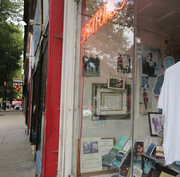 7. A special T-shirt marking the day hangs in the window at Barky’s Spiritual Store at 18 E. Broad St.