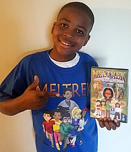 Canaan, the voice of Bunchie in the second episode of “Meltrek,” poses with the DVD
