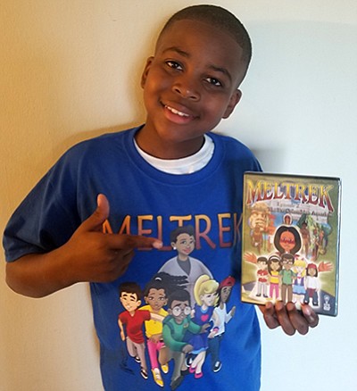 Canaan, the voice of Bunchie in the second episode of “Meltrek,” poses with the DVD
