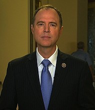 President Donald Trump traded insults with the House intelligence committee's top Democrat, Rep. Adam Schiff, in a sharp exchange on Twitter Monday, July 24, 2017. Pictured is Schiff speaking on former FBI Director James Comey testifying on the next day.