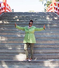 Cultured Black Pearl on Drum Bridge in Osaka, Japan