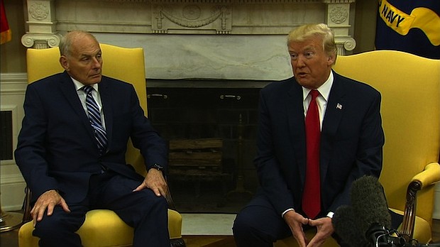 John Kelly was sworn in as President Donald Trump's new chief of staff Monday, July 31, 2017, asked with bringing order to an often chaotic White House and jump-starting the President's stalled legislative agenda.