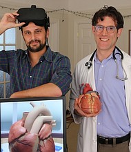 Dr. David Axelrod (right) of Stanford University School of Medicine and David Sarno, founder of Lighthaus, Inc., which created the Stanford Virtual Heart. (Photo courtesy of David Axelrod)