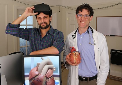 Dr. David Axelrod (right) of Stanford University School of Medicine and David Sarno, founder of Lighthaus, Inc., which created the Stanford Virtual Heart. (Photo courtesy of David Axelrod)