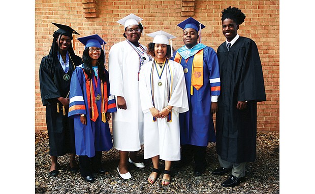 The six Tomorrow’s Promise Scholarship Award winners are, from left, Audrey Wilkerson of Open High School, Breyanna Wilkerson of Armstrong High School, Phillisha Hopson and Mya Jeter of Richmond Community High School, Michael Allen Jr. of Armstrong High and Kevin Thomas of Richmond Community. 