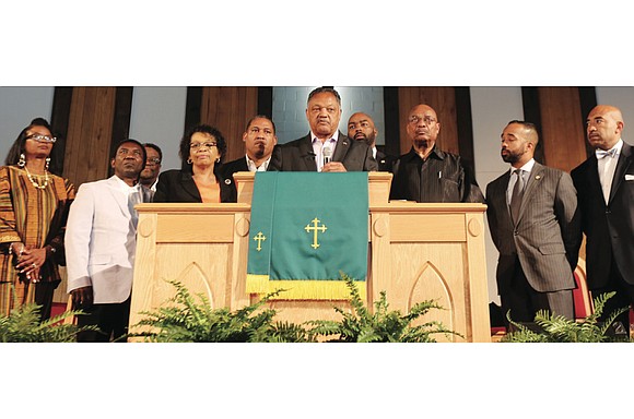 The Rev. Jesse L. Jackson Sr. urged parishioners at Trinity Baptist Church in Richmond to lift the community by voting ...