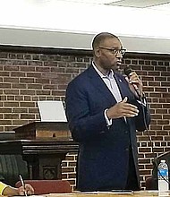 Cook County Commissioner Richard R. Boykin, Chicago Police Commander Kenneth Johnson (7th District) and other local leaders held a State of Emergency Tour on July 25, 2017 at Antioch Baptist Church to address gun violence in Chicago. Photo Credit: Christopher Shuttlesworth