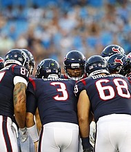 Houston Texans at the preseason game against the Carolina Panthers in the Bank of America Stadium in Charlotte, NC via Houston Texans' Facebook Page