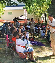 Photo by Ronald E. Carrington
Playing to the crowd
Smooth jazz saxophonist Rick Elliott plays for an appreciative crowd last Saturday at St. Elizabeth Catholic Church’s 9th Annual Jazz and Food Festival. Food trucks served up dishes and beverages while performers serenaded the crowd in Highland Park. Money raised by the festival supports the church’s programs.