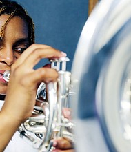 Eshauna Parrish-Foster, a sophomore from Chesterfield County, is the section leader for the mellophones and trumpets in the marching band.
