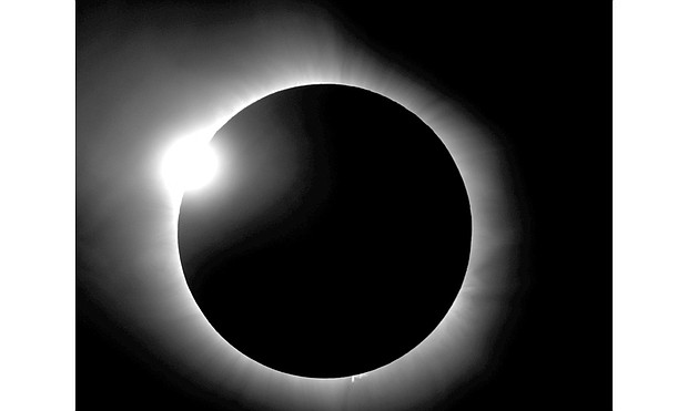 This photo captures the total solar eclipse in Indonesia
in 2016. It was provided by Bob Baer and Sarah Kovac, participants in the Citizen CATE Experiment. More than 200 volunteers with the National Science Foundation-funded project have been given small telescopes and tripods to observe the Aug. 21 eclipse from 68 locations across the United States. The images will be combined for a movie.