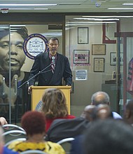 Gary Bledsoe addressing the importance of the archives coming to Texas Southern University