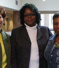 Left to right: Janet Brown Strafer, Karen Ely, Lynn Briley were the first African-American students to live at William & Mary. (Photo by Ameya Jammi ’12)