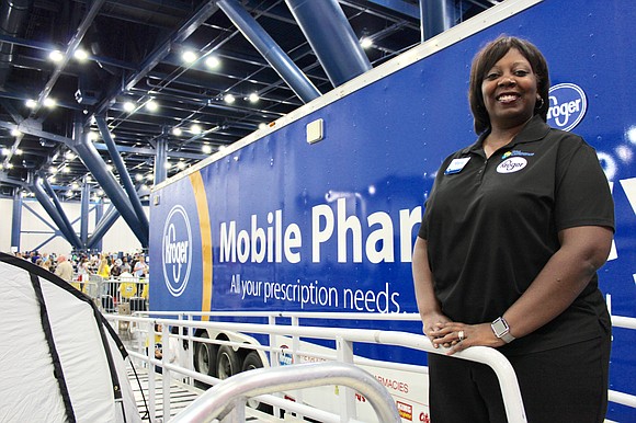 Kroger’s Mobile Pharmacy Trailer is on-site at the George R. Brown Convention Center to serve displaced Houston families affected by …