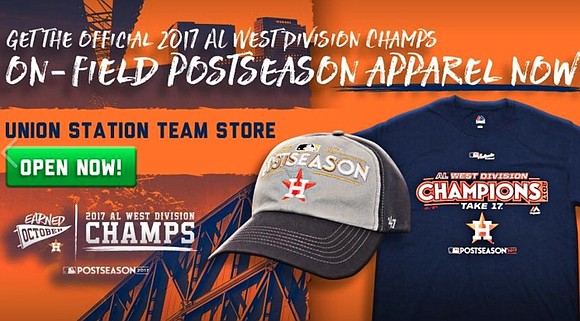 With today’s win, the Astros officially clinched their first division title since 2001 and kicked off the Astros Team Store …