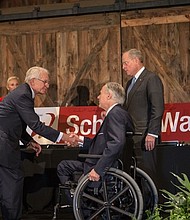 Governor Greg Abbott greets Charles Schwab