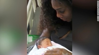 Serena Williams with her baby girl