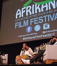 Courtney Jones Talking art//
Saxophonist and Richmond native Plunky Branch, left, participates in a panel discussion last Friday about legendary jazz musician John Coltrane following a screening of documentary filmmaker John Scheinfeld’s “Chasing Trane.” The film and discussion were part of the three-day Afrikana Independent Film Festival held at a variety of Richmond venues. Joining Mr. Branch on the panel are poet Lorna Pinckney, a Richmond open-mic poetry hostess, and Talib Kweli, a Brooklyn, N.Y.,-based hip-hop artist and DJ.