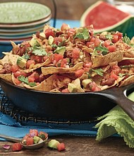 Nachos with Watermelon Avocado Salsa