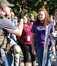  Taylor Medley and other counterprotesters on Monument Avenue.